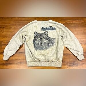 Vintage 90’s Northern Elements Timber Wolf Crewneck  Size Small (fits la…